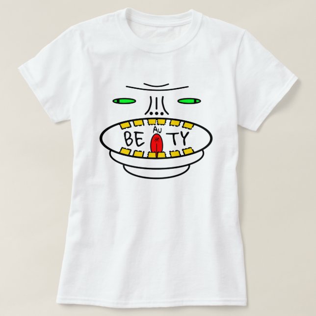 Camiseta Lema de positividade: BEAuTY (Dourado para si mesm (Frente do Design)