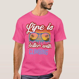 Camiseta Lema do Pôr do Sol A Vida é Melhor com Escalada