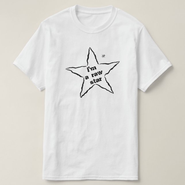 Camiseta Lema motivacional: "Sou uma estrela crua" (Frente do Design)