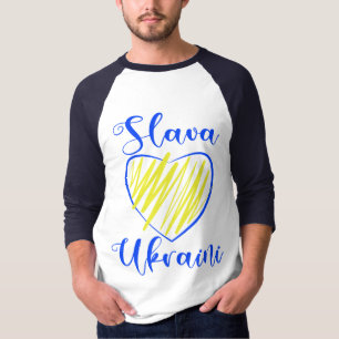 Camiseta Lema Slava Ukraini Glória à Ucrânia T-Shirt de cor