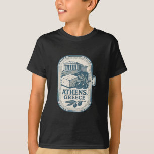 Camiseta Lembrança de Atenas Grécia Queijo Grego E Desenho