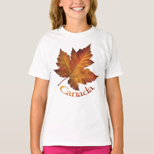 Camiseta Lembrança de Canadá do t-shirt da menina da folh