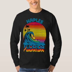 Camiseta Lembrança Retro de Surf e Praia de Naples Flórida