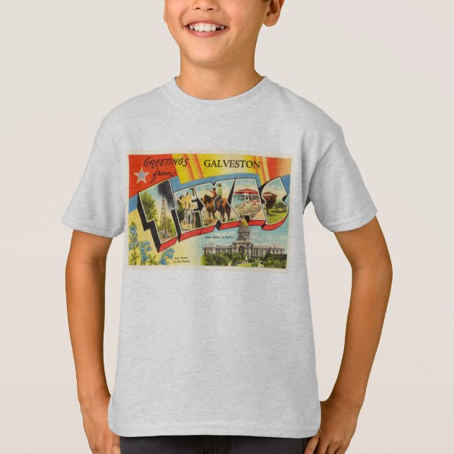 Camiseta Lembrança velha das viagens vintage de Galveston (Frente)