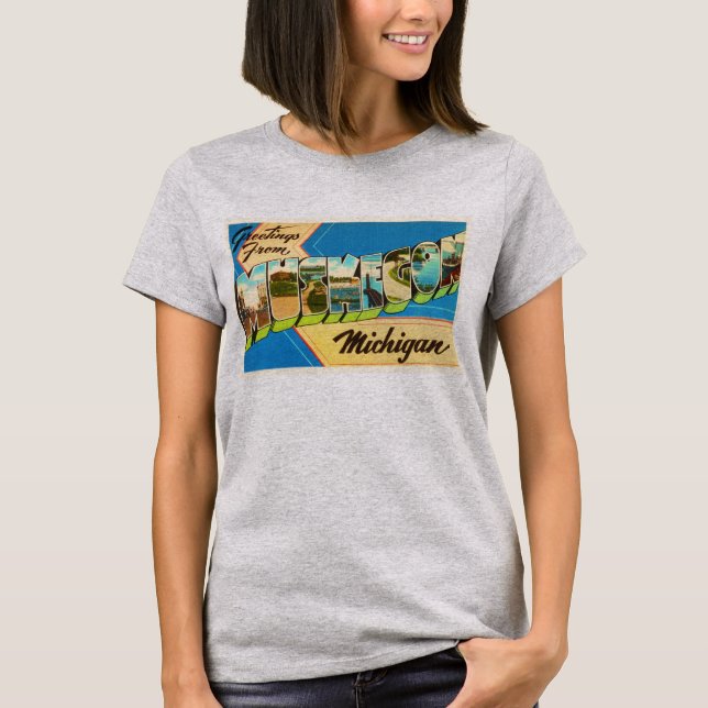 Camiseta Lembrança velha das viagens vintage de Muskegon (Frente)