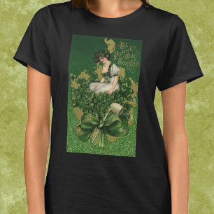 Camiseta Lembrança Vintage do Dia de São Patrício, Moça Irl