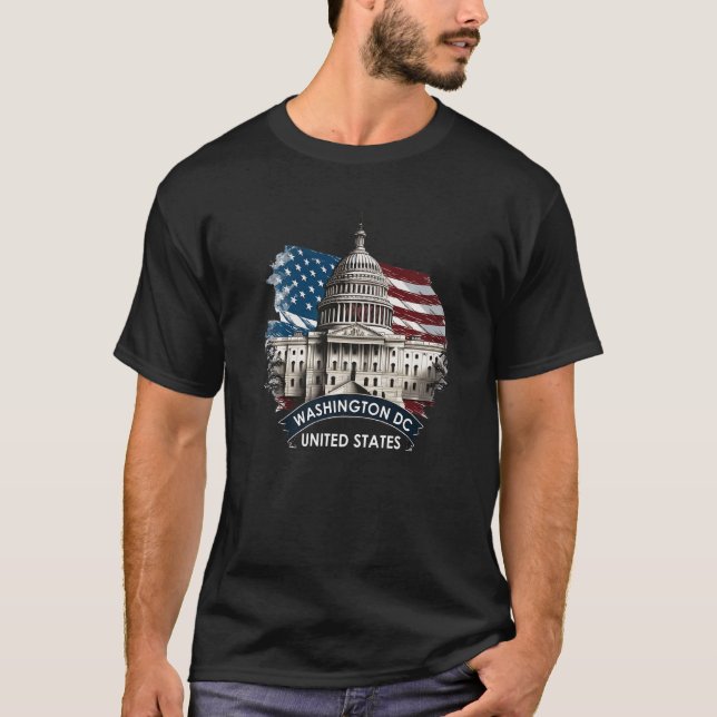 Camiseta Lembranças Presentes Homens Washington DC Capitol  (Frente)