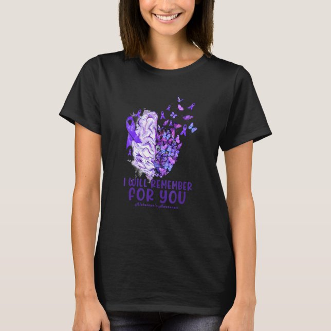 Camiseta Lembrar-me-ei da sua consciência de Alzheimer Brai (Frente)