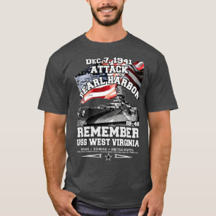 Camiseta Lembre-se da USS West Virginia BB48 Pearl Harbor