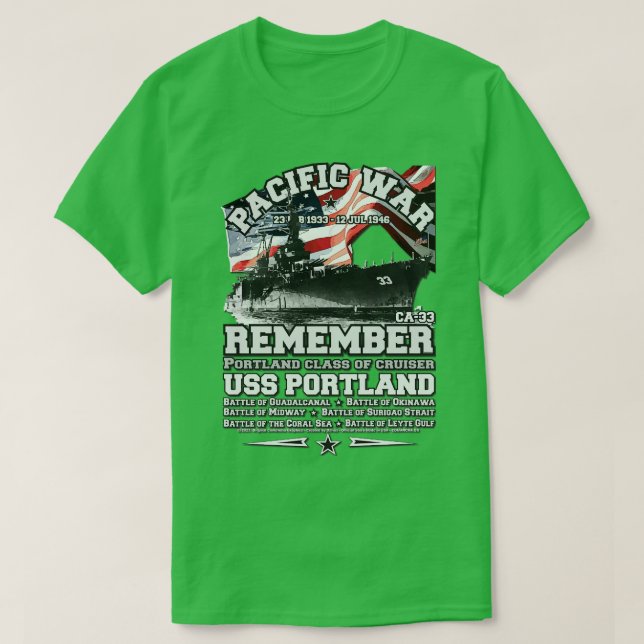 Camiseta LEMBRE-SE do cruzador Portland US (Frente do Design)