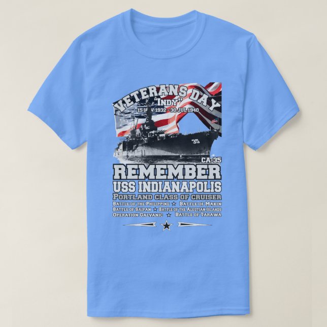 Camiseta LEMBRE-SE DOS USS Indianapolis CLCA35 (Frente do Design)