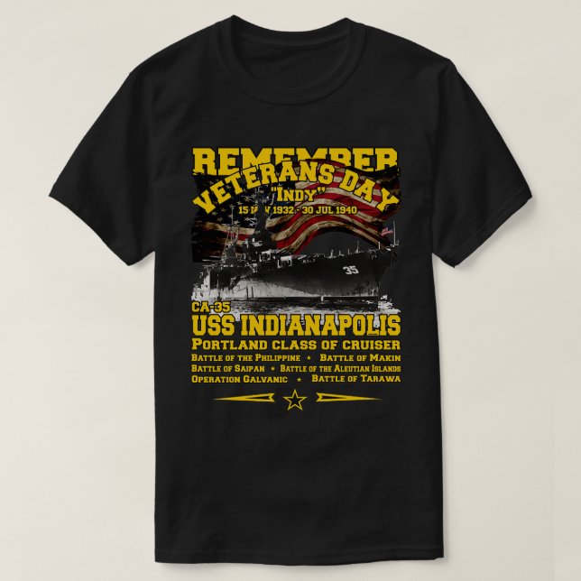 Camiseta LEMBRE-SE DOS USS Indianapolis CLCA35 Cruiser (Frente do Design)
