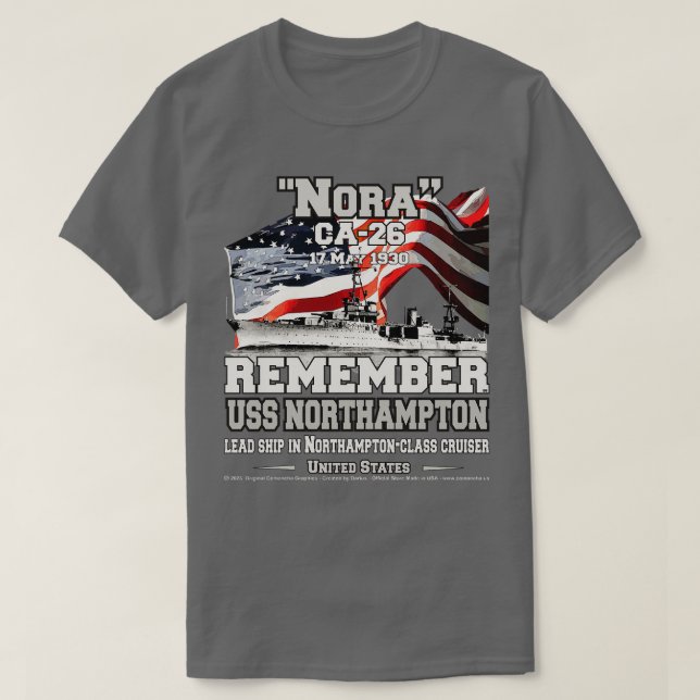 Camiseta LEMBRE-SE DOS USS Northampton CA26 US marinho crui (Frente do Design)