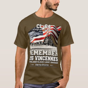Camiseta LEMBRE-SE dos USS Vincennes CL64 veteranos do mari
