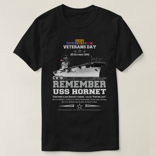Camiseta LEMBRE-SE dos USU Hornet CV8 porta 1 (Frente do Design)