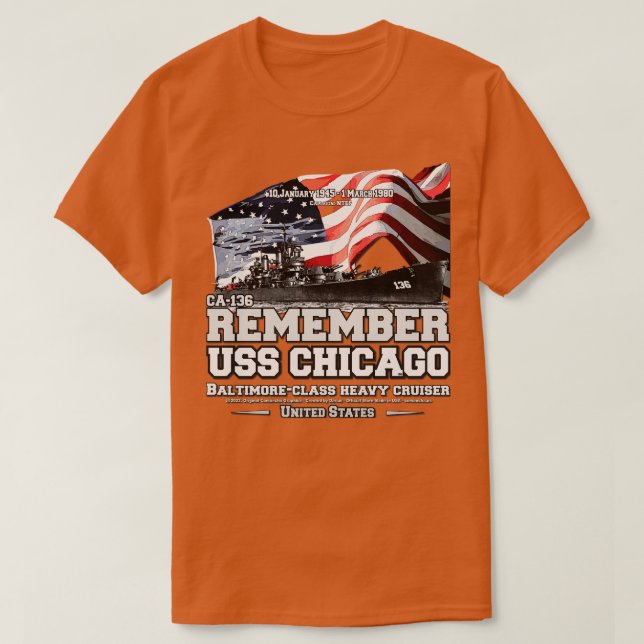 Camiseta LEMBRE-SE dos veteranos do Marinho Cruiser Chicago (Frente do Design)