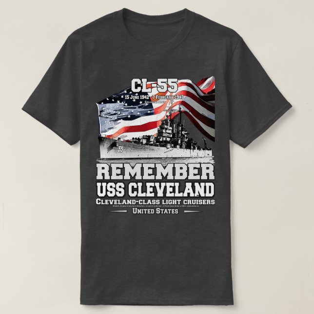 Camiseta LEMBRE-SE dos veteranos do Marinho Cruiser USSCL55 (Frente do Design)