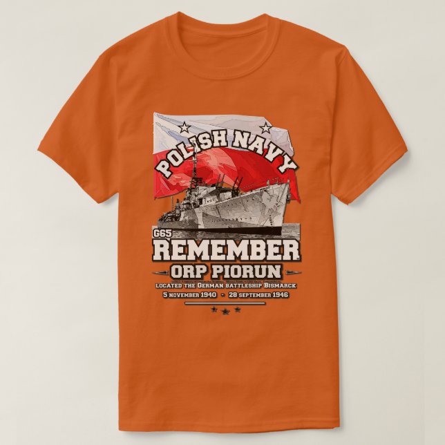 Camiseta LEMBRE-SE ORP Piorun Marinho Polonês no Mundo II (Frente do Design)