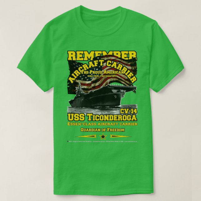 Camiseta LEMBREM-SE da USS Ticonpeta CV14 porta-aviões (Frente do Design)
