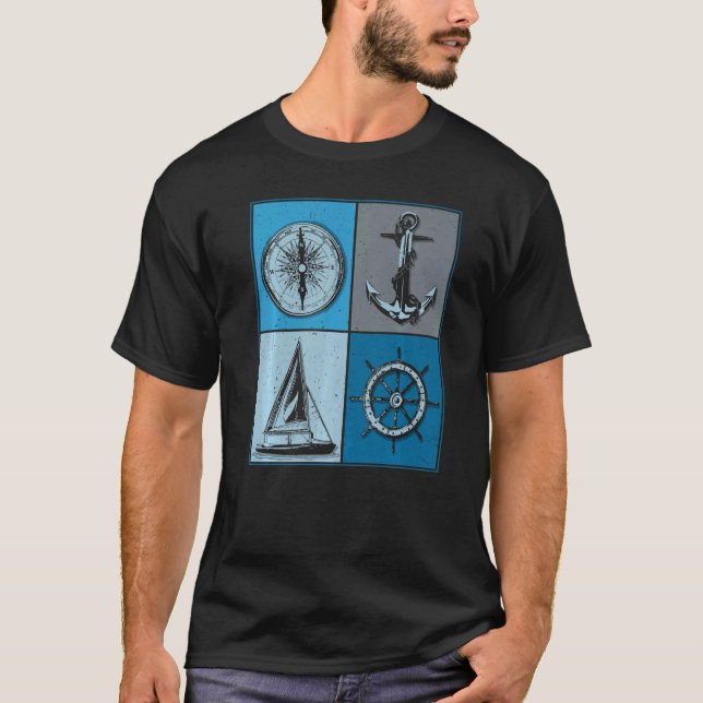 Camiseta Leme de bússola de vela de vela (Frente)