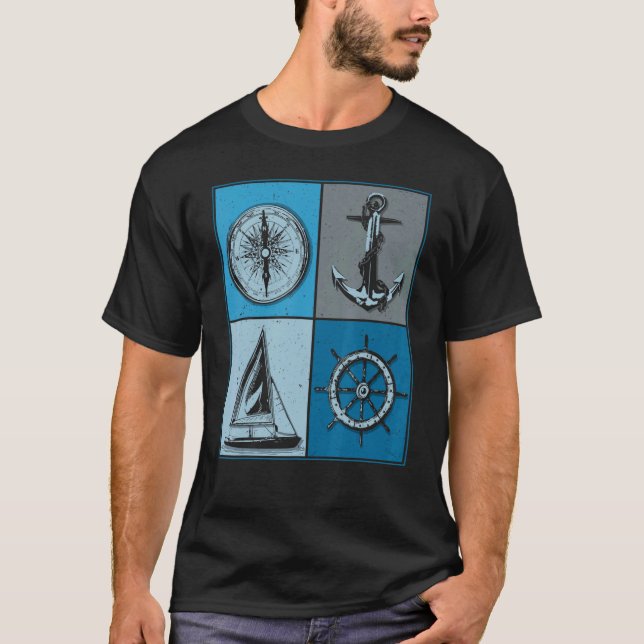 Camiseta Leme de bússola de vela de vela (Frente)