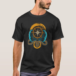 Camiseta Leme Marítimo com Ondas de Corda Oceano Náutico