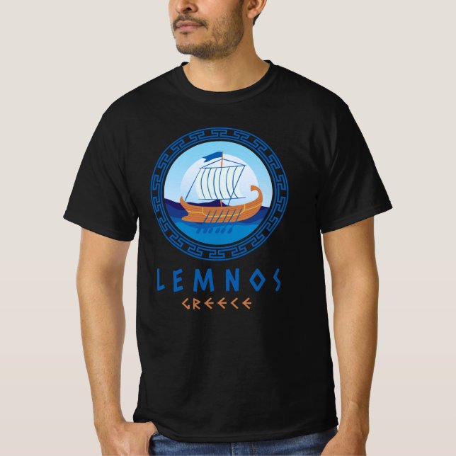 Camiseta Lemnos, Grécia de Design de navio grego (Frente)