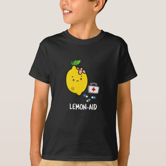Camiseta Lemon-aid Funny First Aid Lemon Pun Dark BG (Frente)