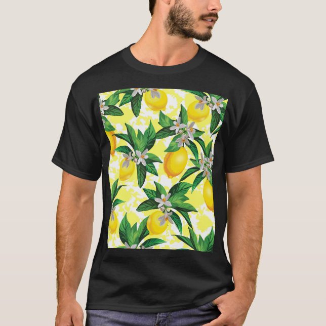 Camiseta Lemon Fantasy: Padrão Floral Criativo (Frente)