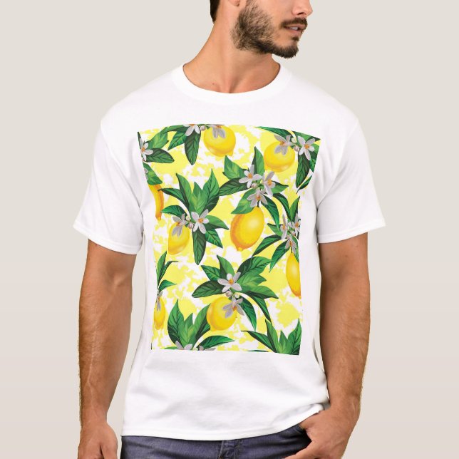 Camiseta Lemon Fantasy: Padrão Floral Criativo (Frente)