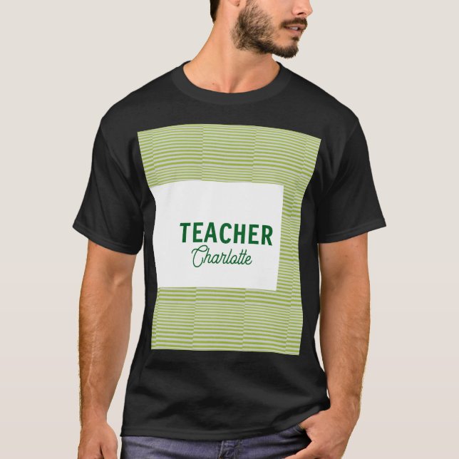 Camiseta Lemon green white stripes teacher professor name c (Frente)
