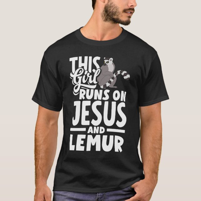 Camiseta Lemur Animal Esta Garota Funciona Com Jesus E Limu (Frente)