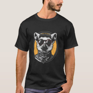 Camiseta Lemur Madagascar Monkey Motif Retrato Óculos escur