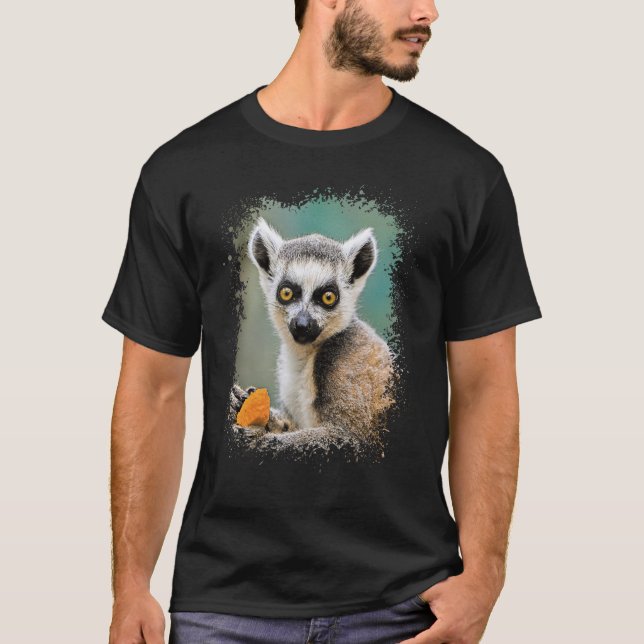 Camiseta Lemur Photo Zoo Animal Primate Splatter Art Tee (Frente)