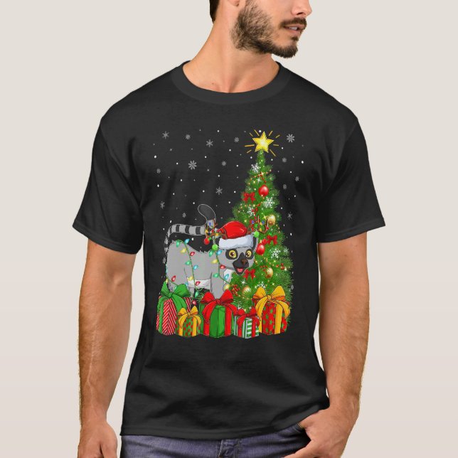 Camiseta Lemur  Xmas Holiday Santa Lemur Christmas Tree (Frente)