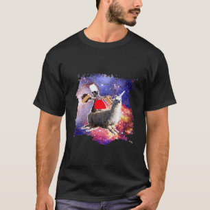 Camiseta Lêmure Montado em Lhama Unicórnio Comendo Bolo