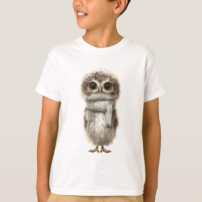 Camiseta Lenço Aconchegante Bebê Coruja Crianças (Frente)