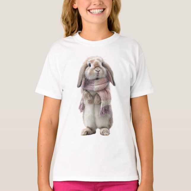 Camiseta Lenço Aconchegante Bunny Rabbit Crianças (Frente)