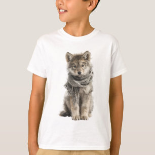 Camiseta Lenço Aconchegante Lobo Cachorrinho Kids