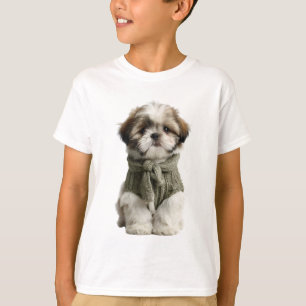 Camiseta Lenço Aconchegante Shih Tzu Cachorrinho Kids