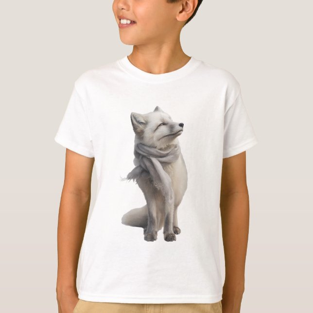 Camiseta Lenço Branco Husky Pose Crianças (Frente)