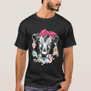 Camiseta Lenço de cabeça de vaca para mulheres com bezerras