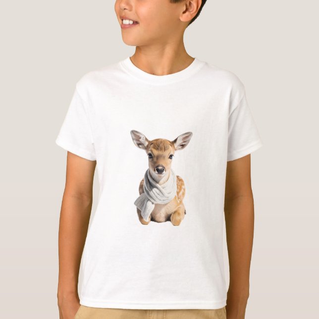 Camiseta Lenço de Gamo Manchado Fofo para Crianças (Frente)