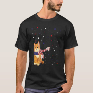 Camiseta Lenço de Gato Bandeira Americana Patriótico 4 de J