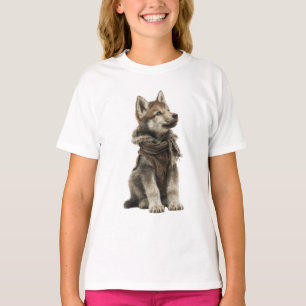 Camiseta Lenço de Lobo Pequeno Aventureiro para Crianças