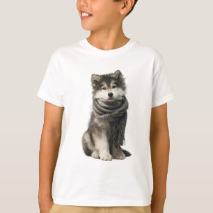 Camiseta Lenço Husky Filhote Crianças
