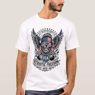 Camiseta Lenço Patriótico Rocker Old Glory Música Rock Meta