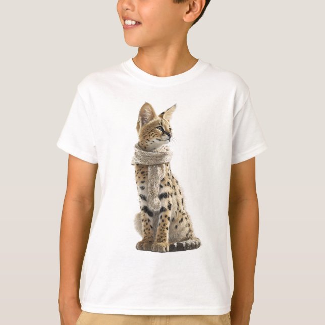 Camiseta Lenço Serval Perfil Lateral Crianças (Frente)
