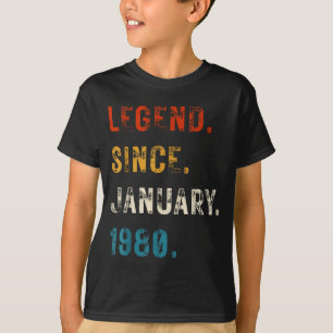 Camiseta Lenda 1980 Presentes de Aniversário de 46 anos Par