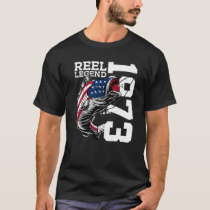 Camiseta Lenda da Bobina 1973 Pescaria 49 Anos Pescador 49º